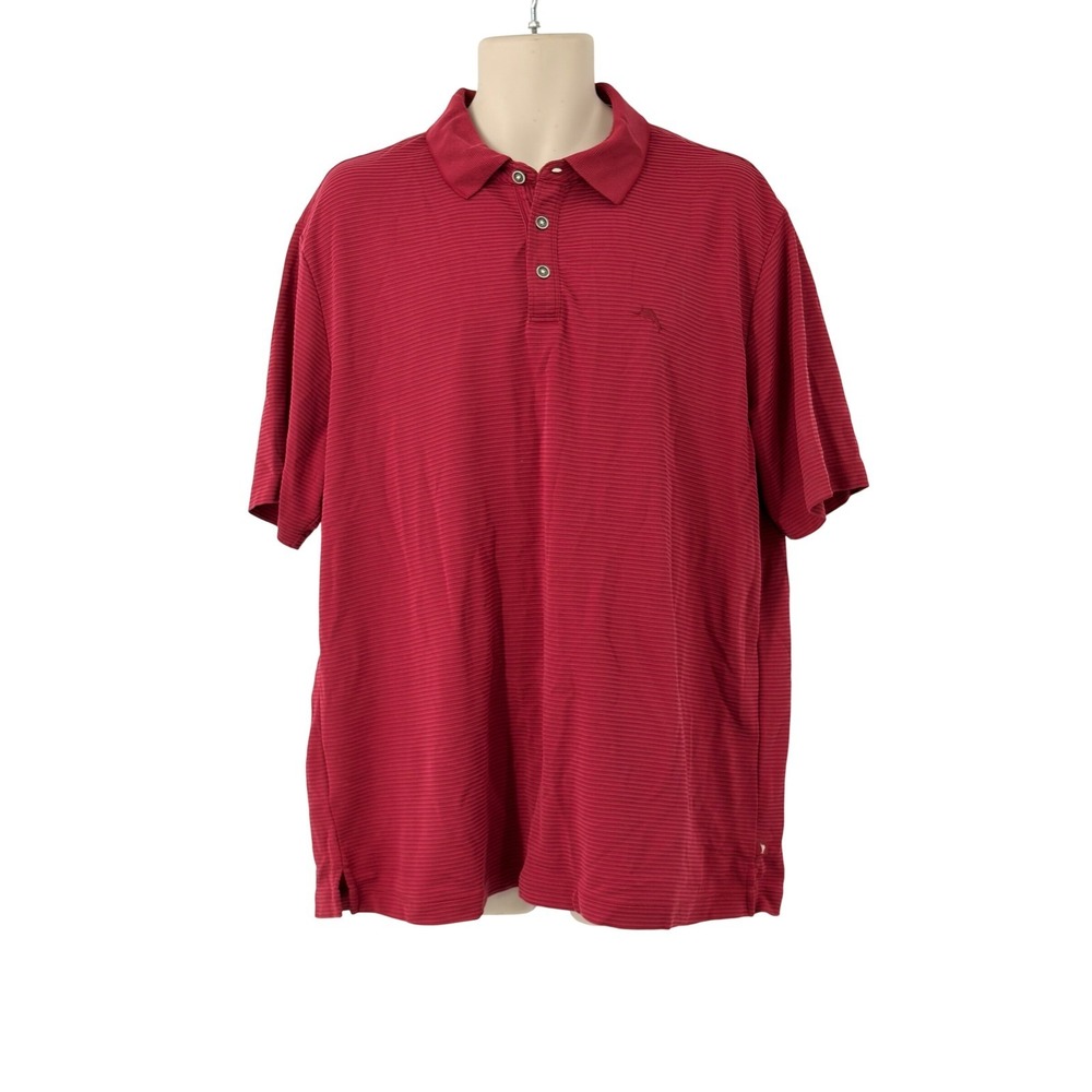 Tommy Bahama Mens Polo Shirt Burgundy Red Ribbed Modal Blend Short Sleeve XL